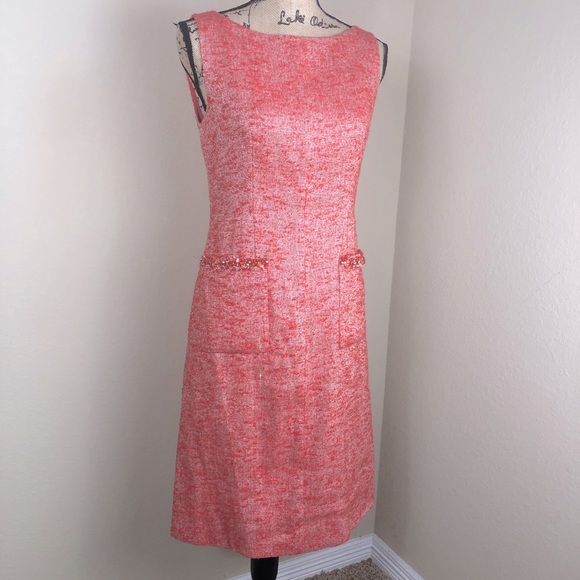 Ports 1961 Dresses & Skirts - Ports 1961 Coral Silver Embellished Sheath Dress 4